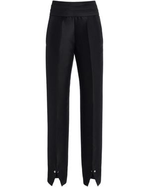 Brandon Maxwell The Beatrix Cufflink-Detailed Wool-Silk Straight-Leg Pants - Black