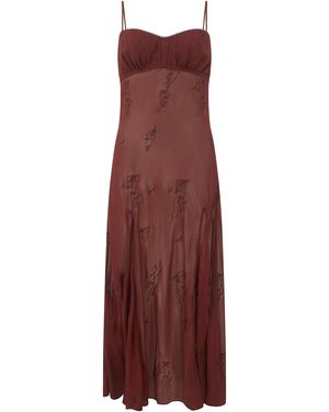 Harris Tapper Boudoir Embroidered Silk Slip Dress - Purple