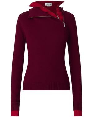 Monse High-Neck Asymmetrical Zipped Merino Wool Jumper - Red