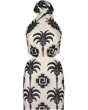 Johanna Ortiz Pintaderas Embroidered Halter Mini Dress - White