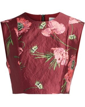 Erdem Floral Textured Satin Cropped Top