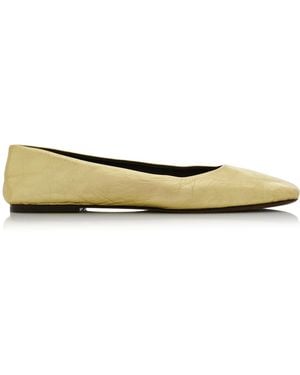 The Row Square Metallic Leather Ballet Flats - Natural