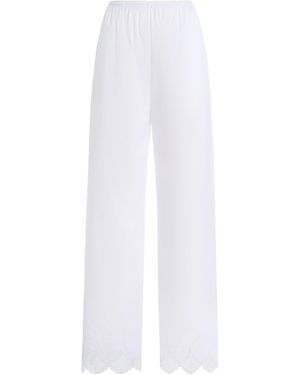 Brandon Maxwell Wilder Lace-Detail Cotton Cropped Trousers - White