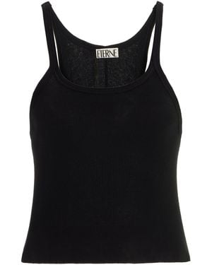 ÉTERNE Ribbed Cotton Tank Top - Black