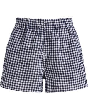With Nothing Underneath Exclusive The Gingham Linen Boxer Shorts - Blue