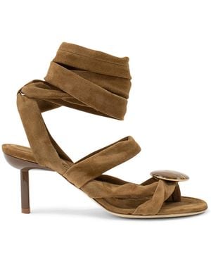 Christopher Esber Doma Wrap-Detailed 70Mm Suede Sandals - Metallic