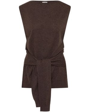 St. Agni Tie-Waist Merino-Wool Top - Brown