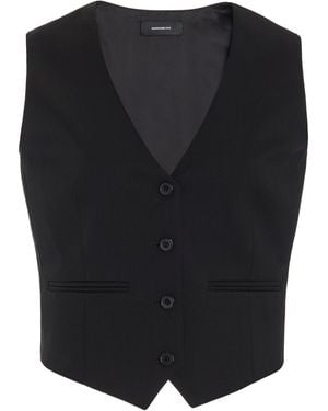Wardrobe NYC Cropped Wool Vest - Black
