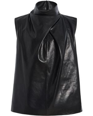 Jonathan Simkhai Halley Draped Leather Top - Black