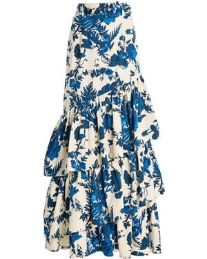 Cara Cara Priya Rosehip-Printed Cotton Skirt - Blue