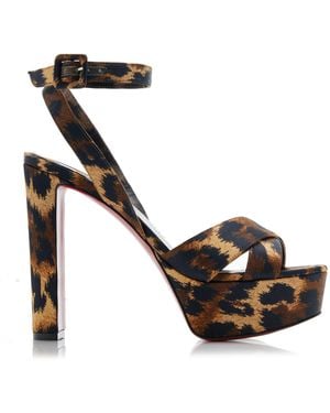 Christian Louboutin Supermariza 130mm Leopard-print Satin Sandals - Black