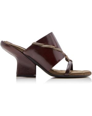 Dries Van Noten Contrast-Trimmed Leather Mules - Brown