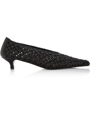TOTEME Sharp Woven-Leather Kitten Court Shoes - Black