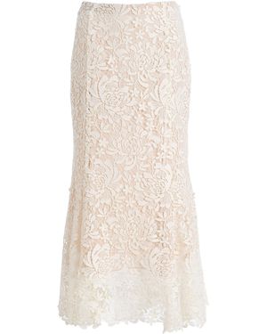 Oscar de la Renta Chrysanthemum Guipure Midi Skirt - Natural