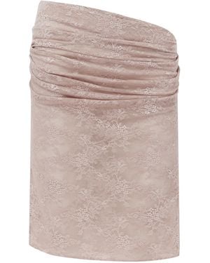 Alex Perry Tucked Sheer Stretch Lace Mini Skirt - Natural