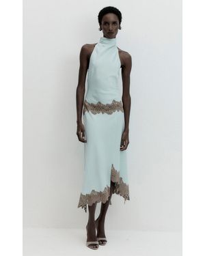 De La Vali Nevada High-Neck Midi Dress - Blue