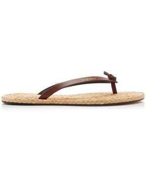 Saint Laurent Pool Jute Sandals - Brown