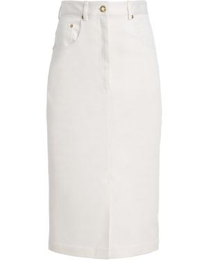 Sergio Hudson Denim Midi Pencil Skirt - White