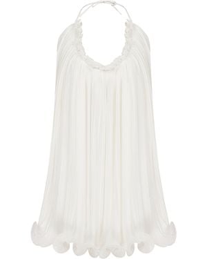 Ila Swan Flounced Chiffon Mini Dress - White