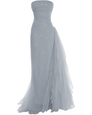 Marmar Halim Strapless Draped Ball Gown - Gray