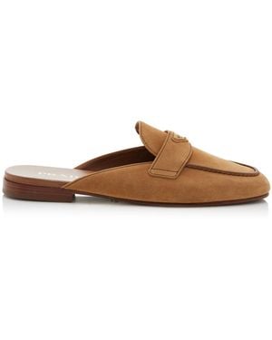 Prada Suede Loafer Mules - Brown