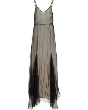 Colleen Allen Silk Chiffon Godet Dress - Natural