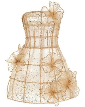 Oscar de la Renta Crystal-embellished Tulle Mini Dress - Natural