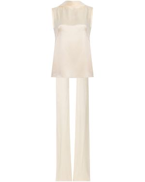 Kallmeyer River Silk Charmeuse Scarf Top - White