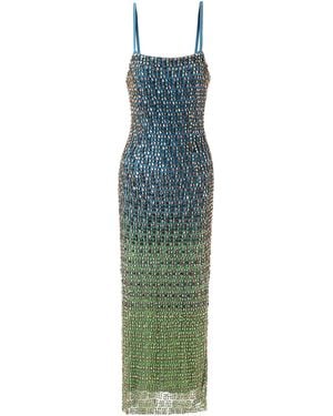 La Fuori Ocean Prism Embellished Maxi Dress - Green