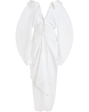 Givenchy Off-The-Shoulder Cotton Poplin Midi Shirt Dress - White