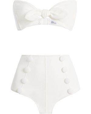 Lisa Marie Fernandez Poppy High-Waist Jacquard Bikini - White