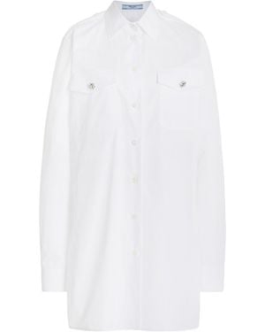 Prada Pocket-detailed Cotton Poplin Shirt - White