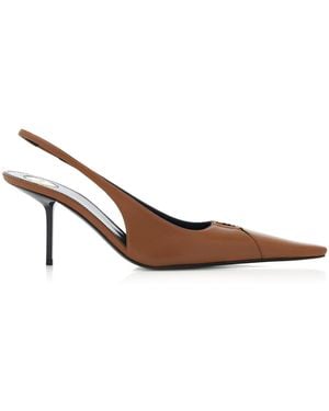 Saint Laurent Babylone Leather Court Shoes - Brown