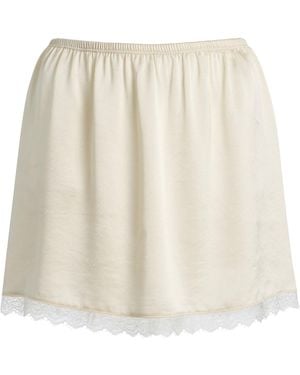 Leset Barb Lace-Trimmed Satin Mini Skirt - Natural