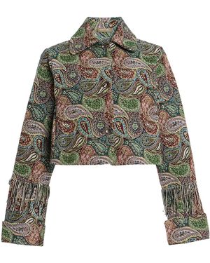 Chan Luu Fringed Blouson Cotton-Blend Jacket - Green