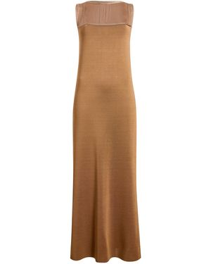 KHAITE Ruslan Fringed Knit Maxi Dress - Natural