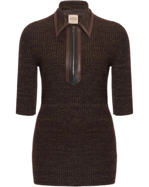 Tod's Knit Polo Shirt - Brown