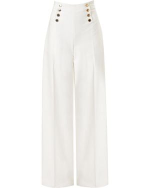 Carolina Herrera High-Rise Cotton Sateen Wide-Leg Trousers - White