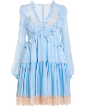 Ulla Johnson Farenne Ruffled Silk Mini Dress - Blue