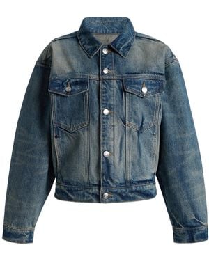 EB DENIM Varsity Denim Trucker Jacket - Blue