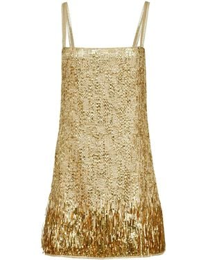 Francesca Miranda Cocco Fringed Jacquard Mini Dress - Yellow