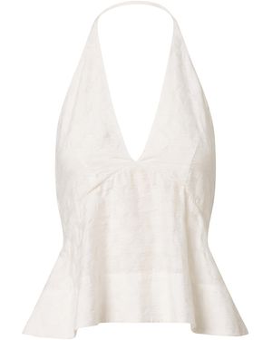 ROAME. Londyn Linen Jacquard Halter Top - White