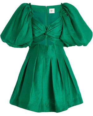 Aje. Dusk Knot Puff Sleeve Mini Dress - Green