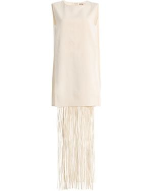 Alexis Mackenzie Convertible Fringed Woven Mini Dress - White