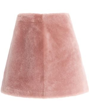 Arma Olivia Shearling Leather Mini Skirt - Pink