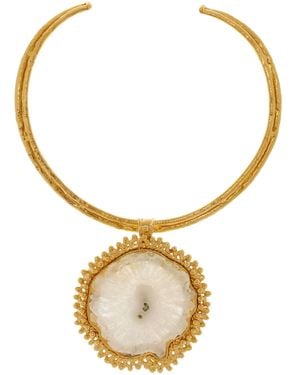 Sylvia Toledano Sterling Silver Gold Plated 18k Vermeil One-of-a-kind Crystal Collar Necklace - Metallic