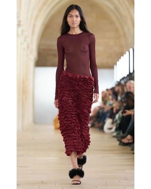 Aje. Thalea Ruffle Knit Midi Skirt - Red