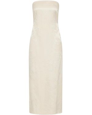 St. Agni Jacquard Strapless Silk Wool Dress - White