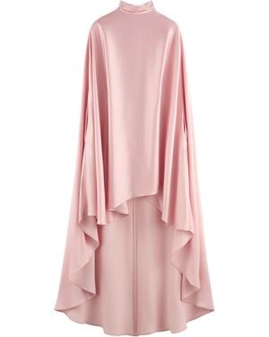 ARAKII Poncho Turtleneck Satin Maxi Dress - Pink