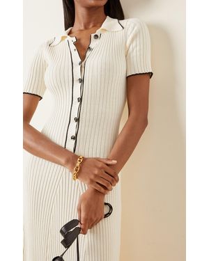 Anna Quan Laurel Ribbed-knit Cotton Maxi Polo Dress - White